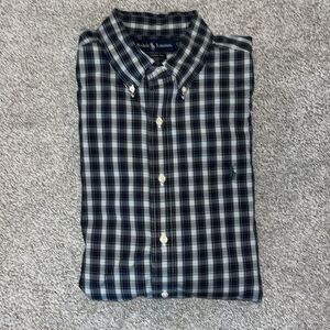 Green Periwinkle Blue Plaid Check tartan pony Classic  dress work business Shirt